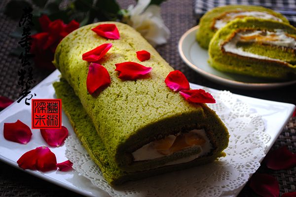 菠菜戚风蛋糕卷