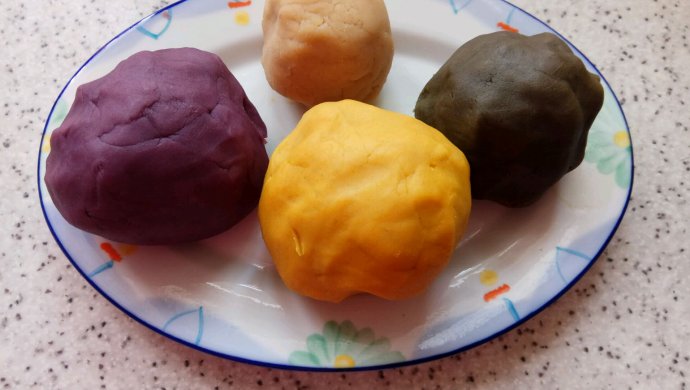 桃山皮原味和彩色面皮制作
