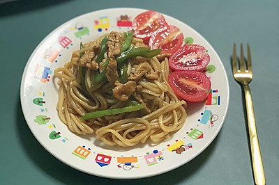 美食锅#豆角肉丝炒面