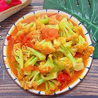 酸酸甜甜的菜花炒西红柿的做法图解5