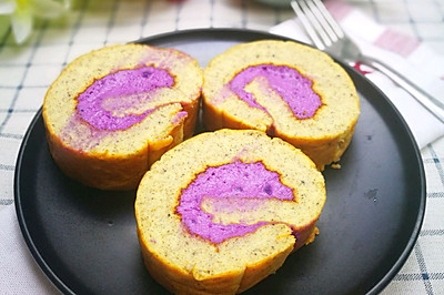 紫薯全麦蛋糕卷 无糖粗粮更健康