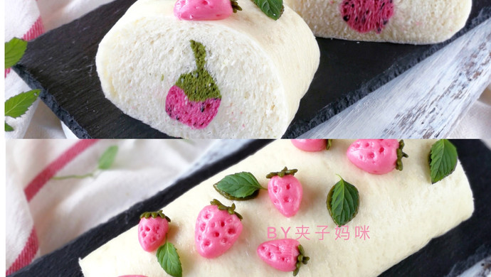 伪草莓蛋糕卷‼️草莓插图馒头卷