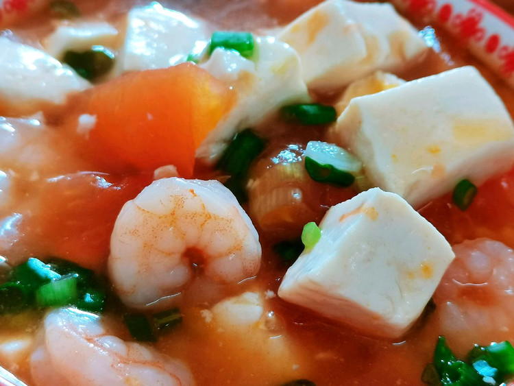 减脂餐.西红柿虾仁豆腐汤的做法