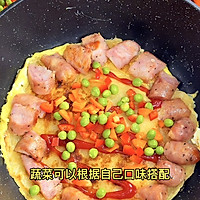 肉肠手抓饼披萨的做法图解3