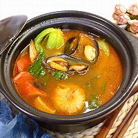 #智利贻贝中式烹法大赏#韩式海鲜汤的做法图解9