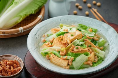 海米小白菜炖豆腐