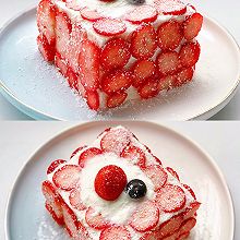 免烤箱❗高颜值草莓酸奶伪蛋糕～低卡美味