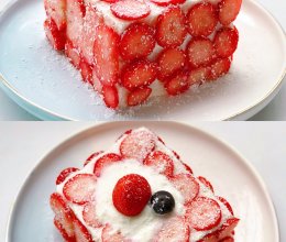 免烤箱❗高颜值草莓酸奶伪蛋糕～低卡美味的做法