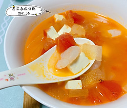 减脂餐-番茄冬瓜豆腐虾仁汤的做法
