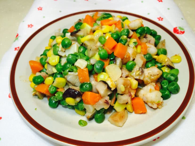 虾仁炒青豆玉米香菇的做法图解6