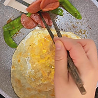 #名厨汁味正当夏#荷兰豆火腿手抓饼的做法图解4