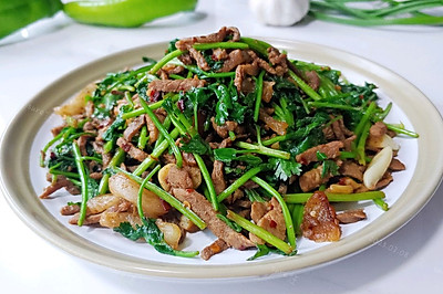 蒜辣肉丝炒香菜