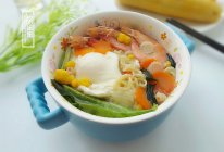 鲜虾鸡蛋面#小虾创意料理#的做法