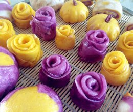 紫薯南瓜蒸玫瑰的做法