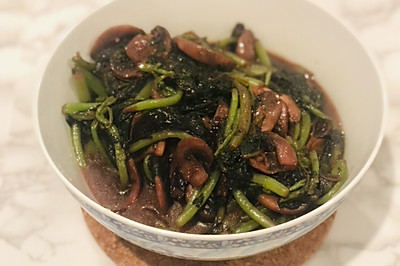 黑胡椒蘑菇炒苋菜