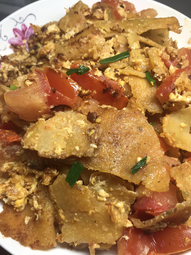 鸡蛋西红柿炒豆饼/豆皮的做法