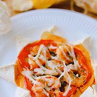 阿根廷红虾彩椒蘑菇卷饼太阳披萨的做法图解4
