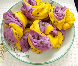 双色秀 南瓜紫薯花卷的做法