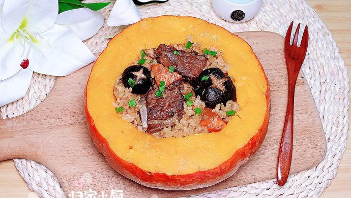 连碗都可以吃的懒人焖饭-金瓜蒸香菇排骨饭