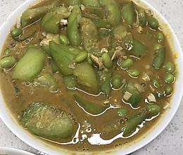 咸鸭蛋毛豆炒丝瓜的做法