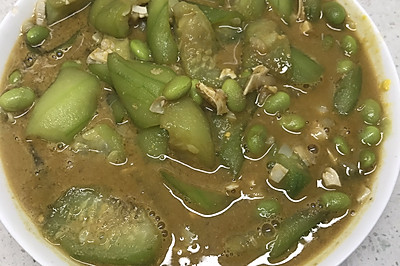 咸鸭蛋毛豆炒丝瓜