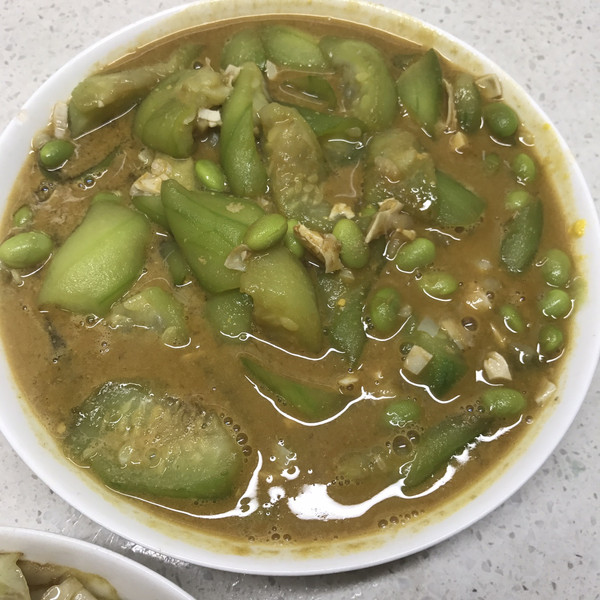 咸鸭蛋毛豆炒丝瓜