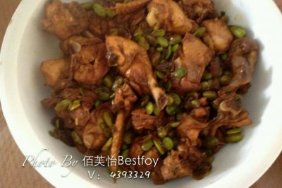 传统毛豆米烧鸡