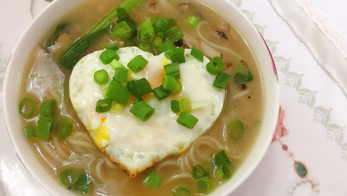 香菇油菜爱心莜面