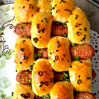 葱香编织烤肠面包的做法图解7