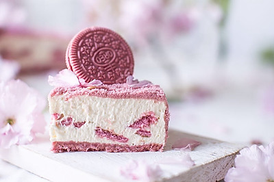超美的樱花奥利奥芝士蛋糕
