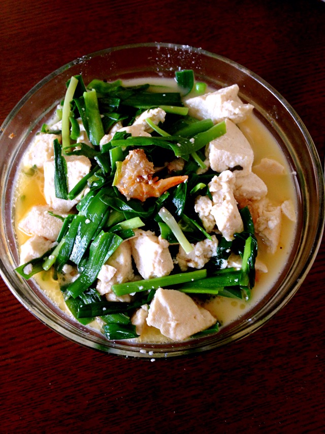汤菜：韭菜海米咕嘟豆腐的做法