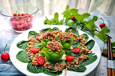 青菜油白菜的别样吃法-莲花盏