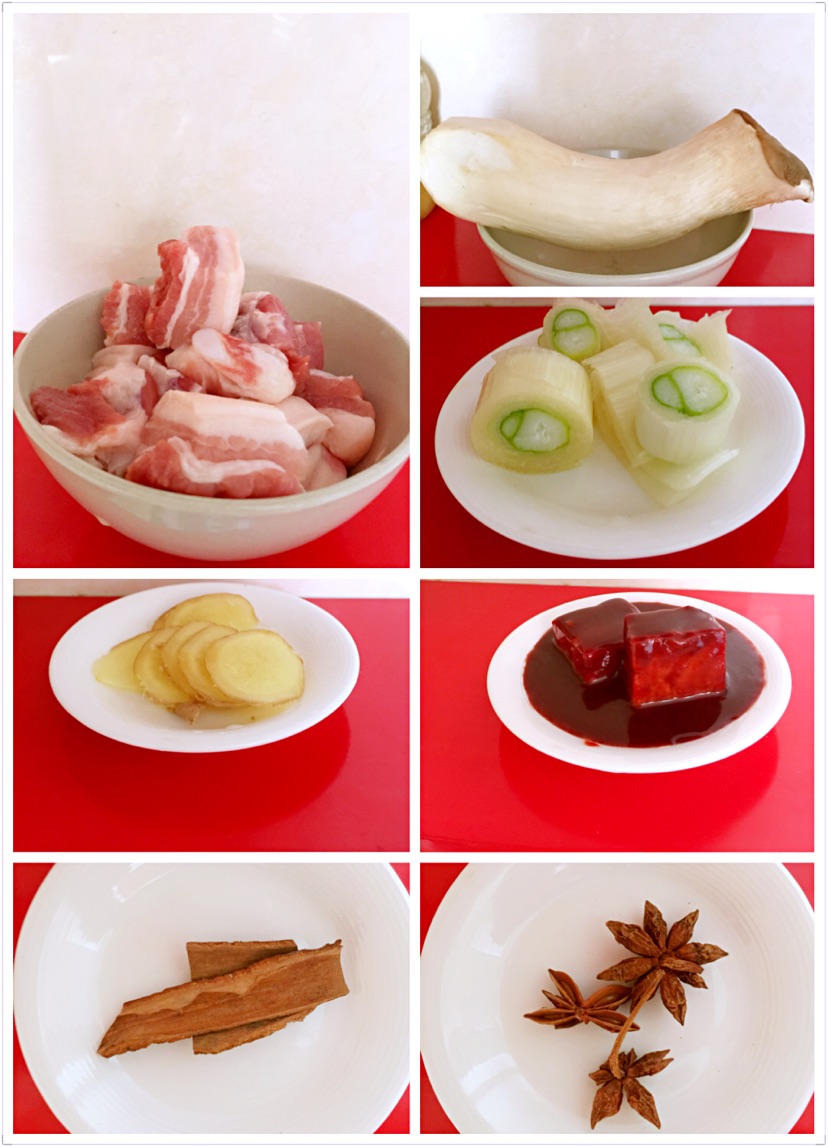 腐乳红烧肉杏鲍菇的做法图解1