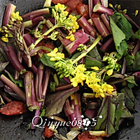 腊肠紫菜苔#春天就酱吃#的做法图解6