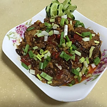 鲜肉香味肠做的鱼香茄饼