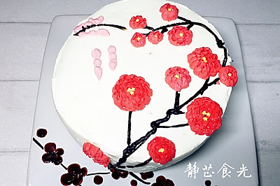 梅花裱花奶油蛋糕