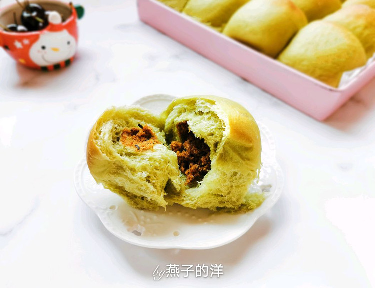 抹茶肉松小餐包的做法