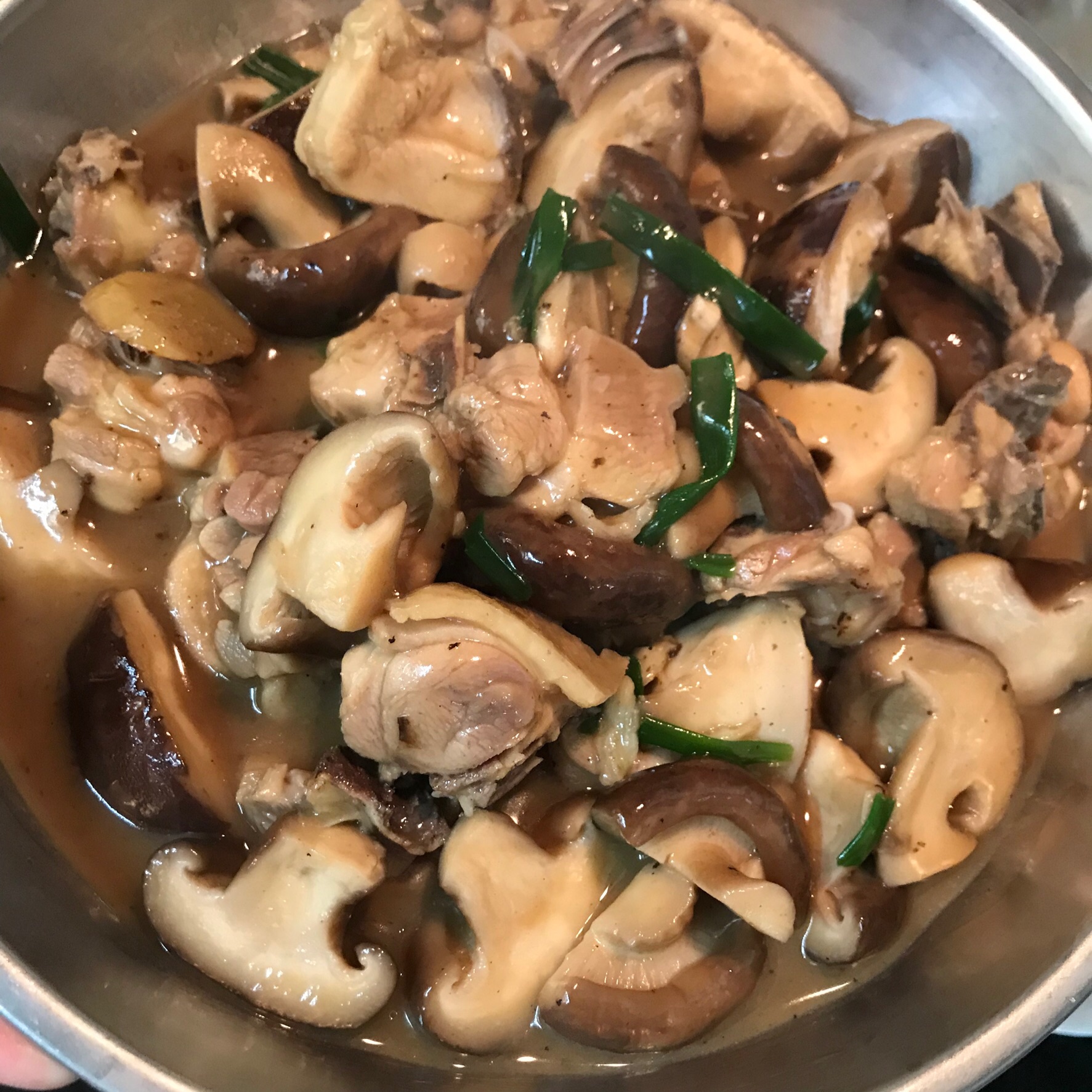 Fried chicken with mushrooms