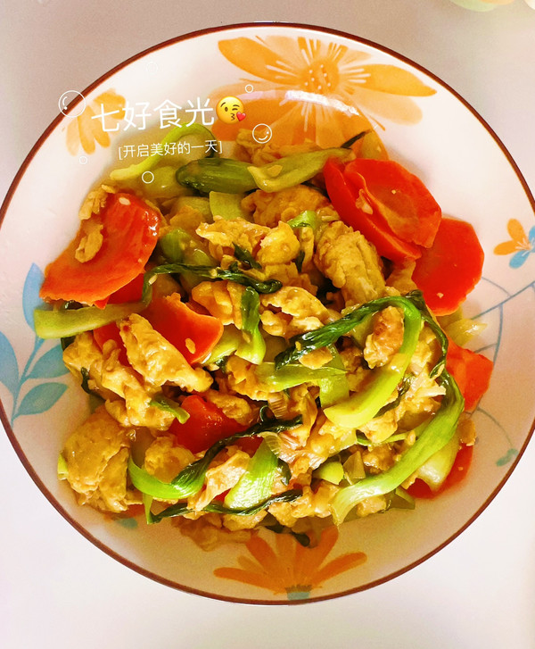 简单翻炒几下就ok的油菜炒鸡蛋