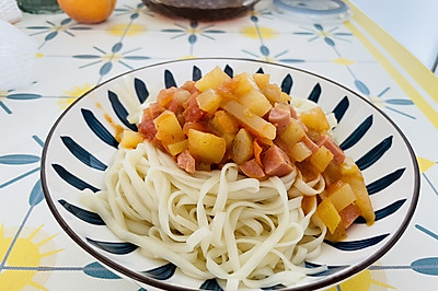 土豆柿子火腿打卤面
