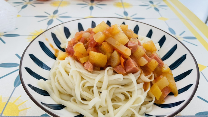 土豆柿子火腿打卤面