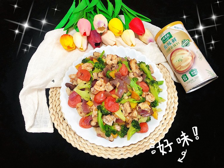 鲜虾炒什锦蔬菜㊙️的做法