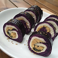 海苔紫薯肉松卷的做法图解6