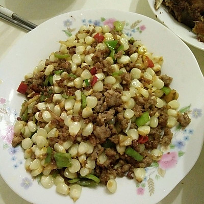 爆炒肉沫玉米粒