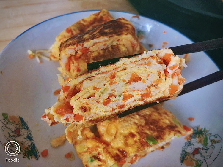 100道减肥餐—5道:胡萝卜蟹肉厚蛋烧！的做法