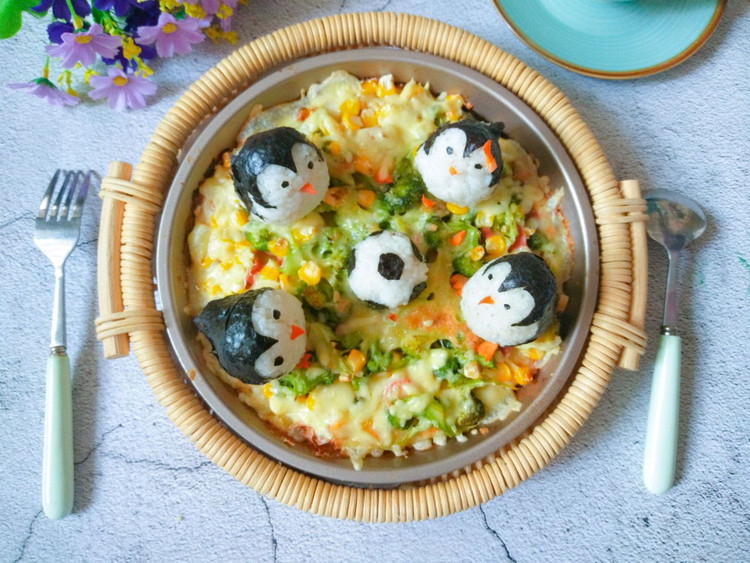小企鹅米饭披萨的做法