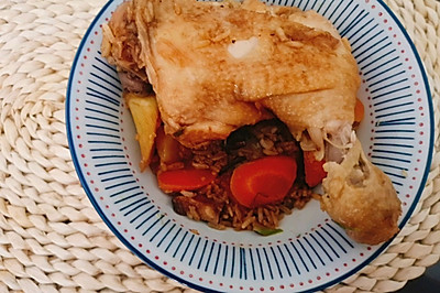 电饭锅焖鸡腿饭