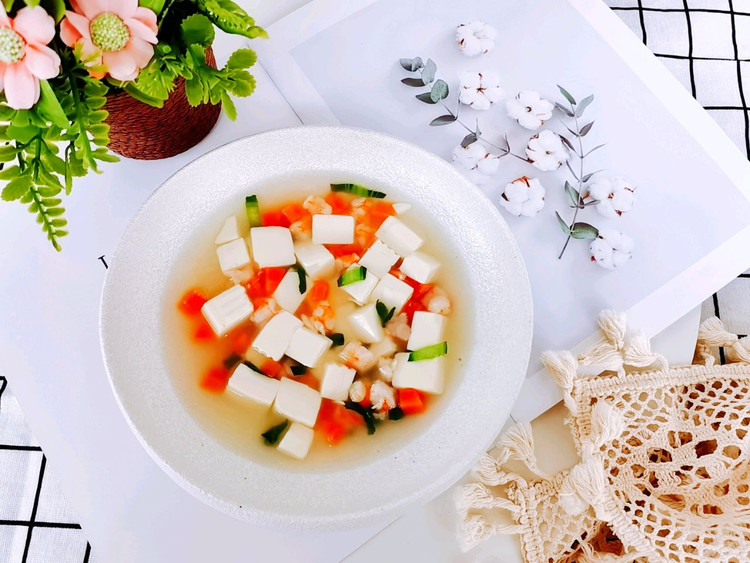 虾仁豆腐羹～宝宝辅食的做法