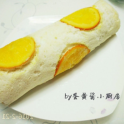 香橙白色清新蛋白蛋糕卷