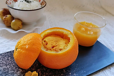 橙香蛋羹｜饭菜一锅出